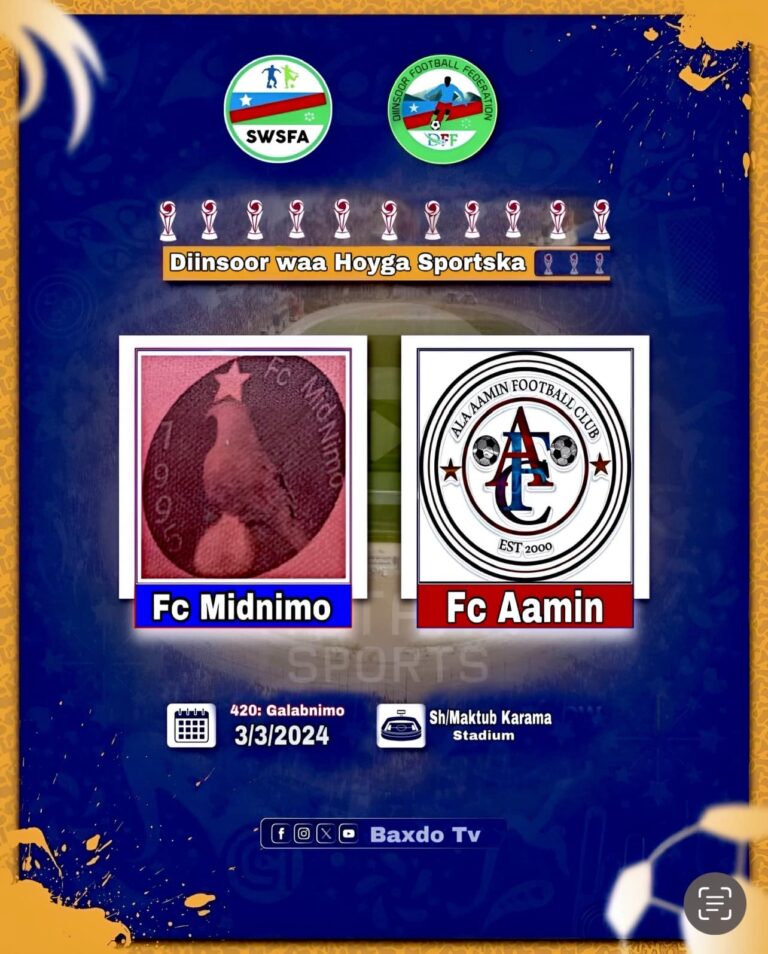 Fc Midnimo Vs Fc Al Aamin degmada diinsoor